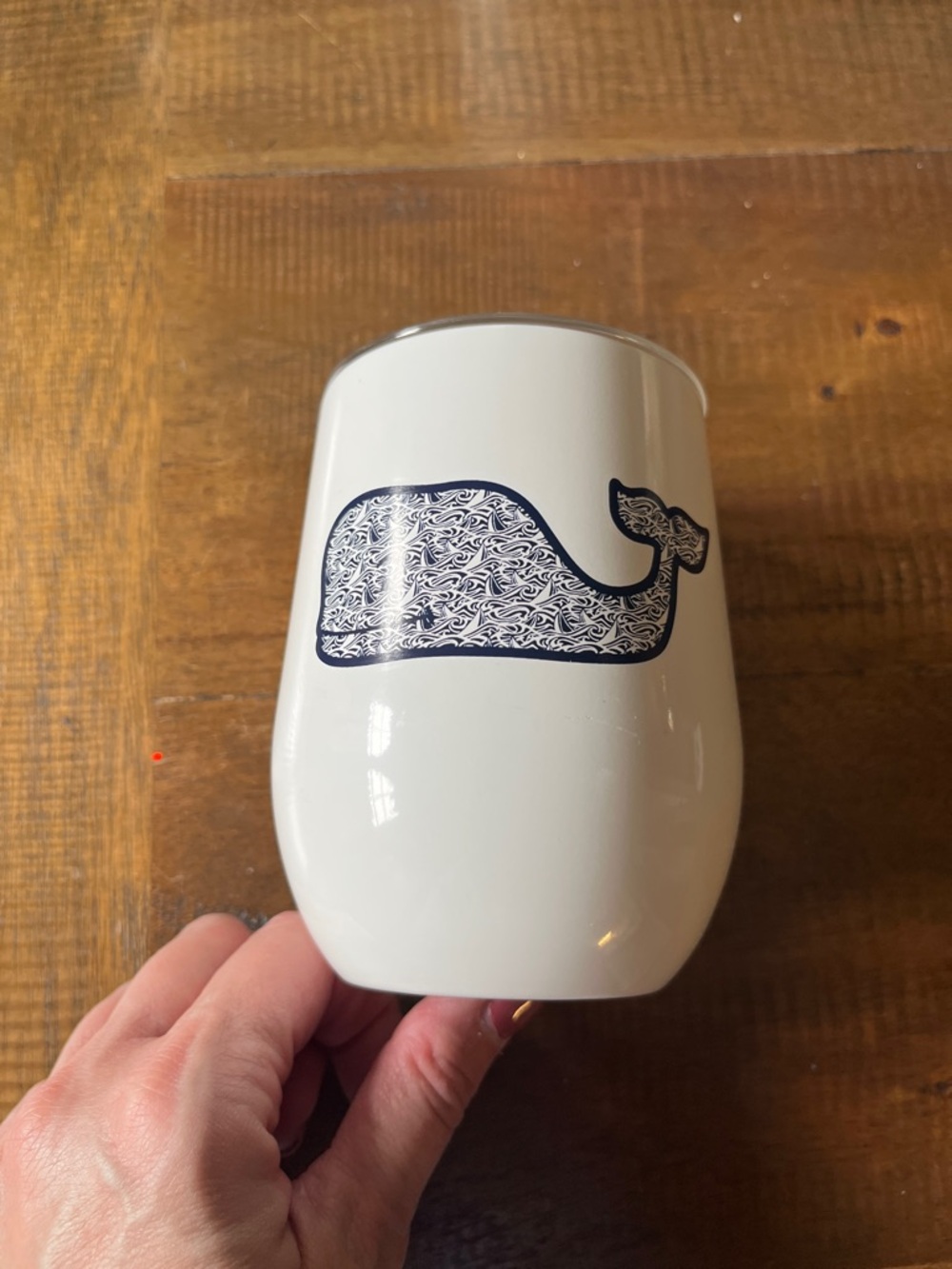 Vineyard Vines White Stemless Tumbler with Navy Whale target collection